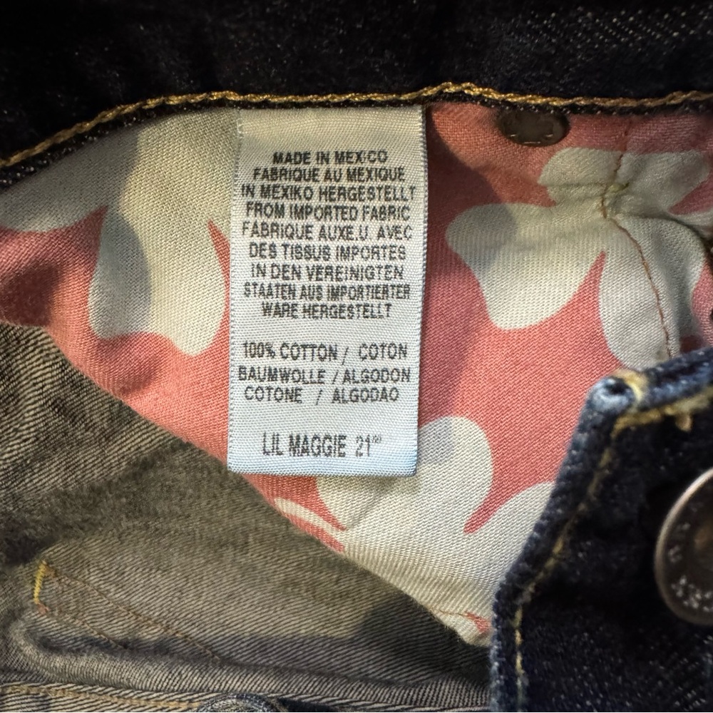Lucky Brand Lil Maggie Flare Jeans Womens 00 Dark Wash Bootcut Altered Hem 24x32 - Picture 13 of 15